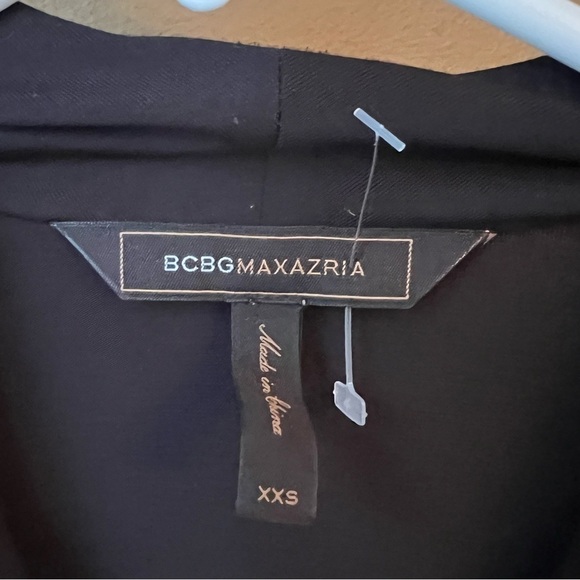 BCBGMaxAzria Women’s Black Ruched Bodycon Sleeveless MIDI LBD Cocktail Size XXS - Picture 2 of 5